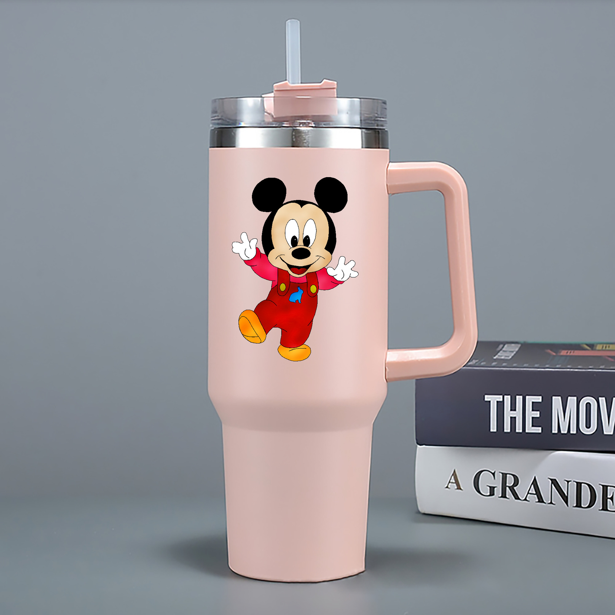 （画像用） ミッキーマウス Mickey Mouse 1200mL車用タンブラー - クリスタルステッカー（プラスチックストロー付き）